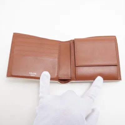 Pre-owned Celine Beige Leather Coated Canvas Wallet (bi-fold) ()