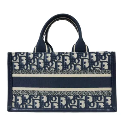 Pre-owned Dior Christian  Navy Canvas Leather Handbag Shoulder Bag ()