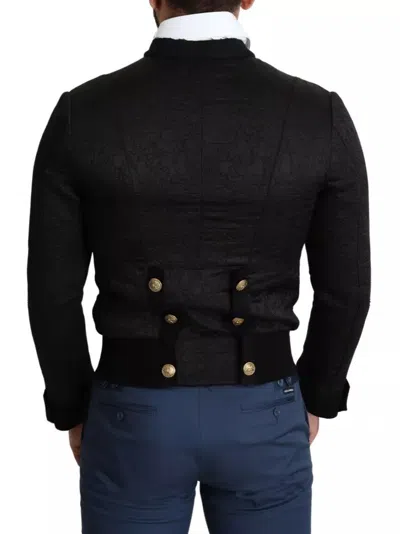 Dolce & Gabbana Black Button Embellished Cotton Blend Jacket In Black