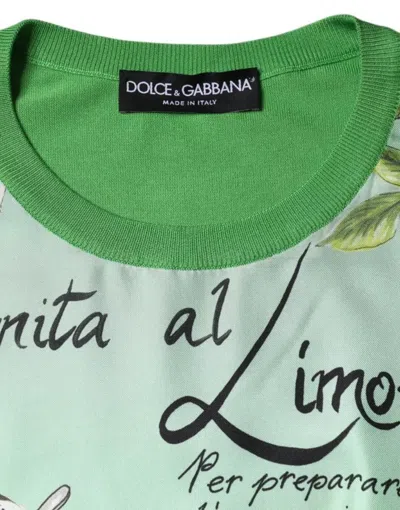 Dolce & Gabbana Green Silk Granita Al Limone Long Sleeves Sweater In Green