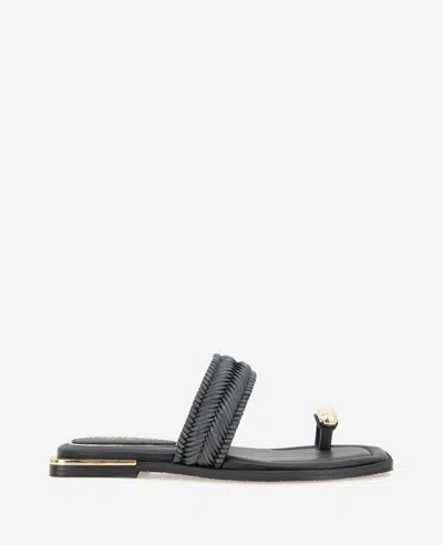Kenneth Cole Andarna Leather Woven Toe Ring Sandal In Black