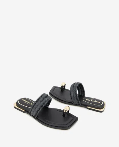 Kenneth Cole Andarna Leather Woven Toe Ring Sandal In Black