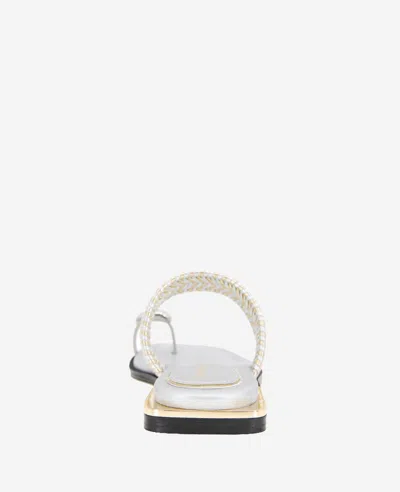 Kenneth Cole Andarna Metallic Woven Toe Ring Sandal In Silver Gold