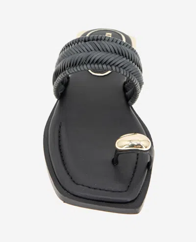 Kenneth Cole Andarna Leather Woven Toe Ring Sandal In Black