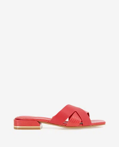 Kenneth Cole Issa Embossed Lizard Sandal In Red Lizard