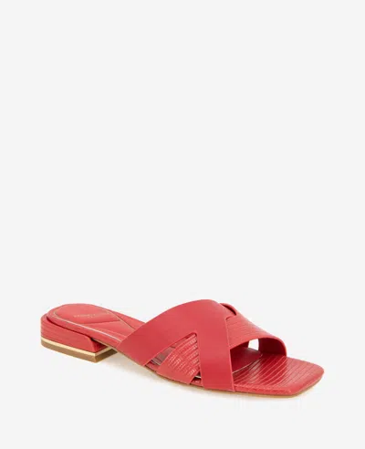 Kenneth Cole Issa Embossed Lizard Sandal In Red Lizard