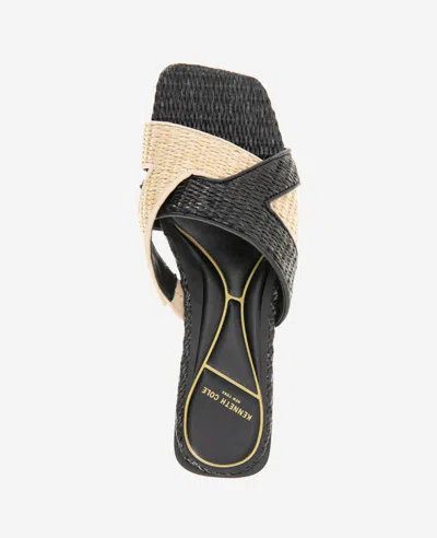 Kenneth Cole Issa Raffia Two Tone Sandal In Natural,black Raffia