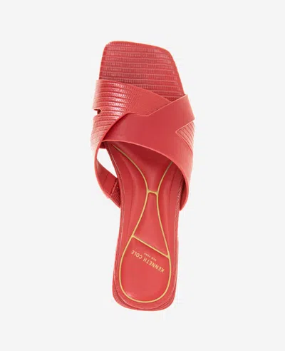 Kenneth Cole Issa Embossed Lizard Sandal In Red Lizard