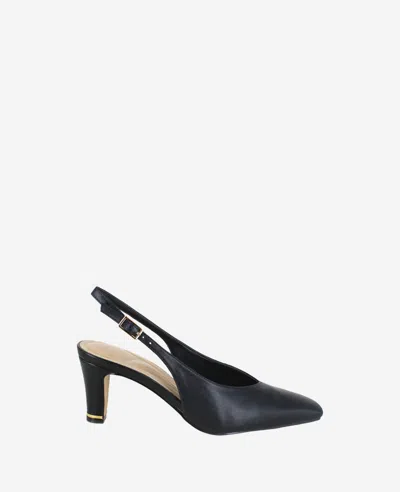 Kenneth Cole Meilani Leather Point Toe Slingback In Black Leather