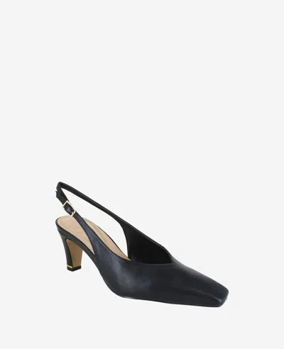 Kenneth Cole Meilani Leather Point Toe Slingback In Black Leather