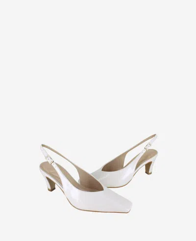 Kenneth Cole Meilani Patent Point Toe Slingback In Ecru Patent