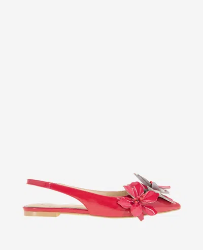 Kenneth Cole Tayla Patent Floral Appliqué Slingback In Red Patent
