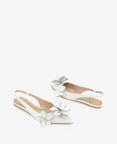 Kenneth Cole Tayla Patent Floral Appliqué Slingback In White Patent