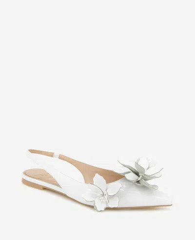 Kenneth Cole Tayla Patent Floral Appliqué Slingback In White Patent