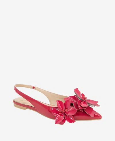 Kenneth Cole Tayla Patent Floral Appliqué Slingback In Red Patent