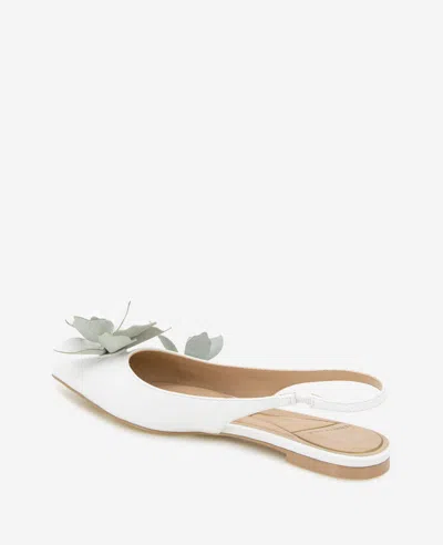 Kenneth Cole Tayla Patent Floral Appliqué Slingback In White Patent