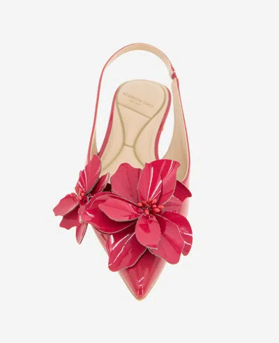 Kenneth Cole Tayla Patent Floral Appliqué Slingback In Red Patent