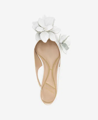Kenneth Cole Tayla Patent Floral Appliqué Slingback In White Patent
