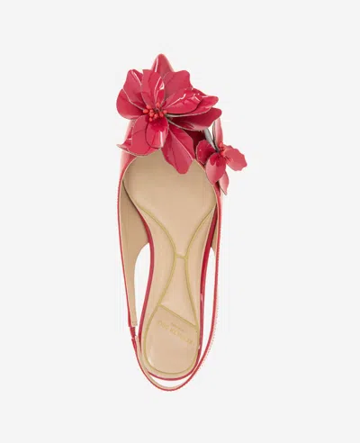 Kenneth Cole Tayla Patent Floral Appliqué Slingback In Red Patent