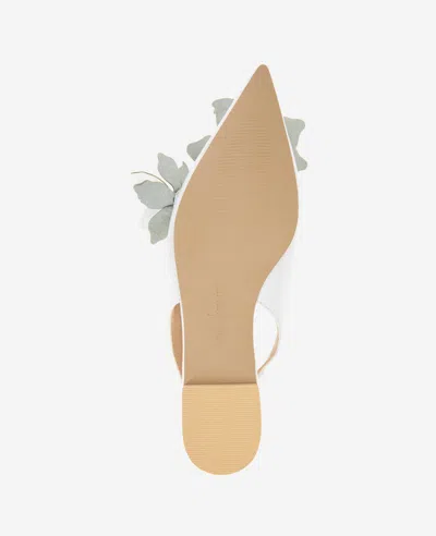 Kenneth Cole Tayla Patent Floral Appliqué Slingback In White Patent
