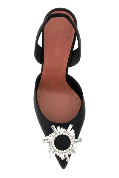 Amina Muaddi Rosie Crystal-embellished Satin Slingback Pumps