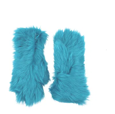 Shop Bottega Veneta Gloves Tuscany Women's Blue Fur