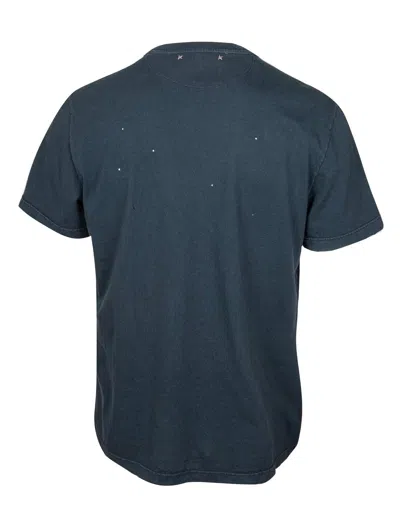 Golden Goose Grey T-shirt With Graphic Print On The Front And Details With Tears In Cotton Man In Washed Black