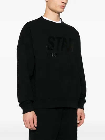 Golden Goose Black Sweatshirt With Logo Printed On The Front In Black
