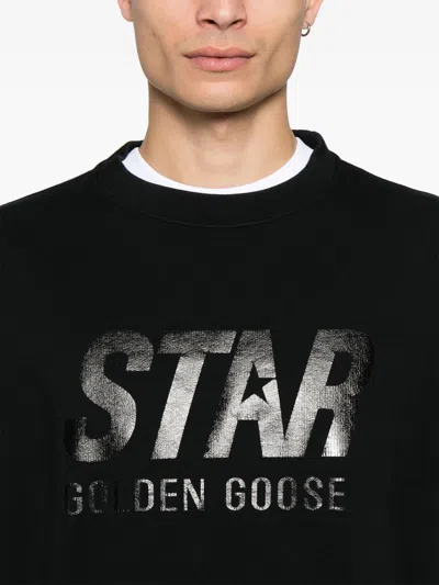 Golden Goose Black Sweatshirt With Logo Printed On The Front In Black