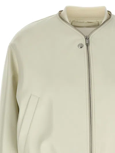 Jil Sander Leather Bomber Jacket Casual Jackets And Parka White In White