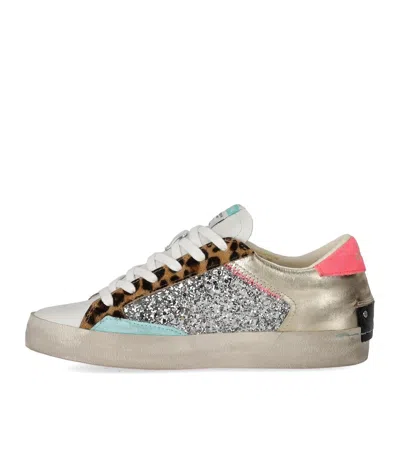Crime London Distressed Platinum Wildlife Sneaker In Multi