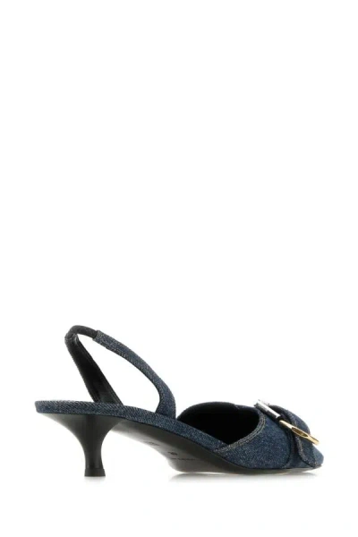 Givenchy Voyou Denim Buckle Slingback Pumps