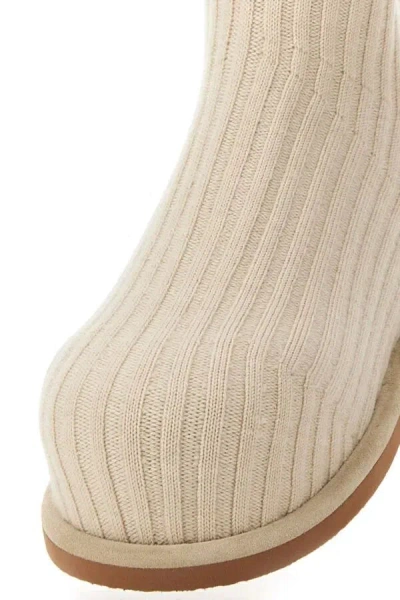 Amina Muaddi Ribbed Texture Flat Sole Sock-like Boots