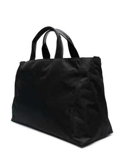 Dolce & Gabbana Black Gym Bag With Contrasting Logo Print In Polyamide Man
