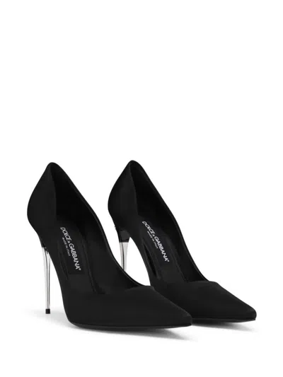 Dolce & Gabbana Silk Satin Pointed Toe Pumps With Transparent Stiletto Heel