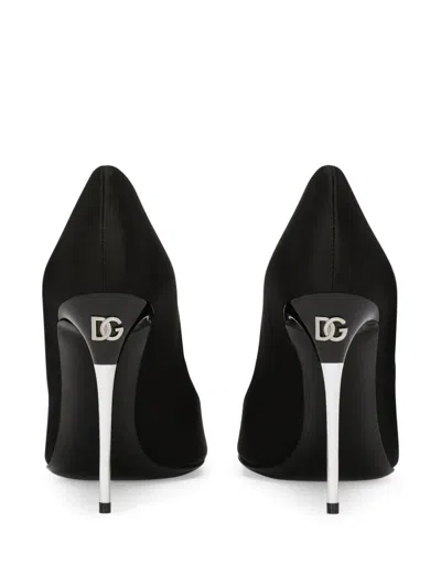 Dolce & Gabbana Silk Satin Pointed Toe Pumps With Transparent Stiletto Heel
