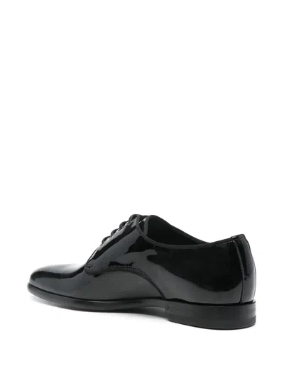 Dolce & Gabbana Black Leather Raffaello Lace-up Shoes In Black