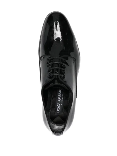 Dolce & Gabbana Black Leather Raffaello Lace-up Shoes In Black