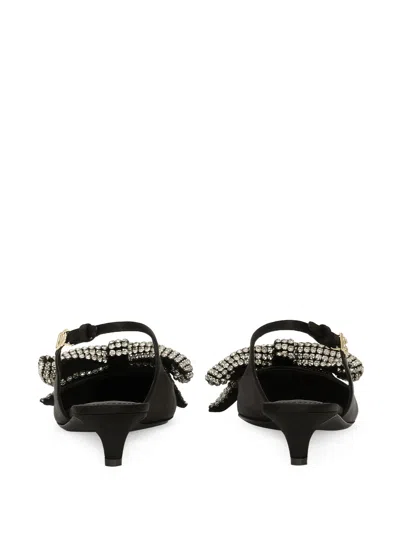 Dolce & Gabbana Satin Sling-back With Rhinestone Embroidery