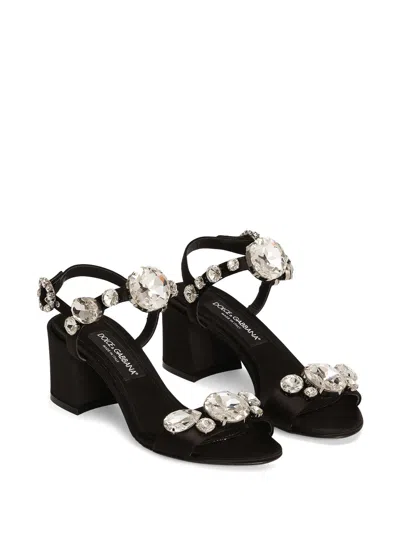 Dolce & Gabbana Satin Sandals With Gemstone Embellishment