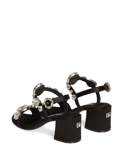 Dolce & Gabbana Satin Sandals With Gemstone Embellishment