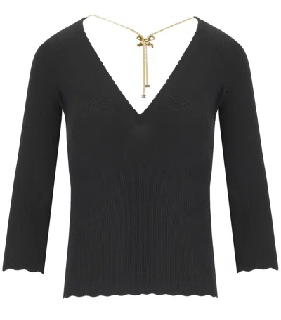 Elisabetta Franchi Ribbed Sweater With Necklace