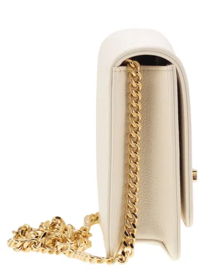 Elisabetta Franchi Cream-colored Bag With A Gold Chain Shoulder Strap