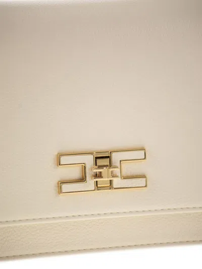 Elisabetta Franchi Cream-colored Bag With A Gold Chain Shoulder Strap