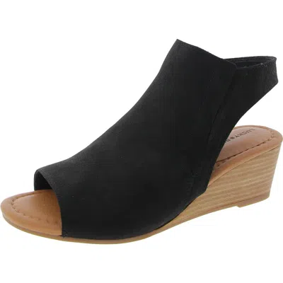 Lucky Brand Movisa Womens Stretch Suede Wedge Sandals In Black