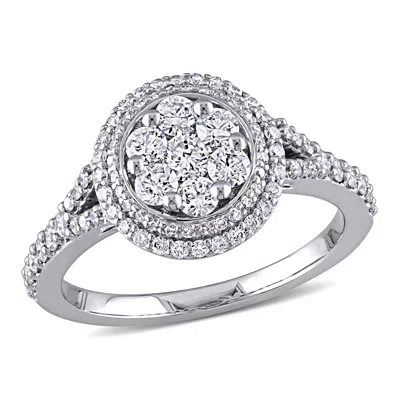 Mimi & Max 1ct Tw Diamond Cluster Vintage Halo Engagement Ring 14k White Gold In White