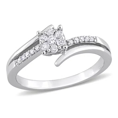 Mimi & Max 1/5ct Tdw Diamond Floral Cluster Ring 14k White Gold In White