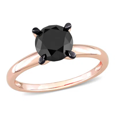 Mimi & Max 2ct Tw Black Diamond Solitaire Engagement Ring 14k Rose Gold In Black