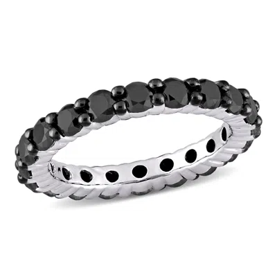 Mimi & Max 2ct Tdw Black Diamond Eternity Ring Black Rhodium Plated 14k White Gold In Black