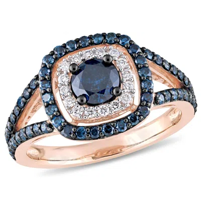 Mimi & Max 1 1/3ct Tw Blue White Diamond Engagement Ring 10k Rose Gold In Blue